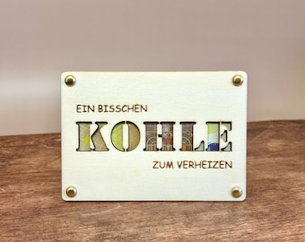 Wooden money gift - Money gift card | Coal - Teenager gift