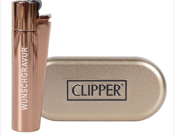 Clipper Personalisiert mit Gravur incl. Box - Edition Rosa Glanz- aus Metall mir Gravur, Individueller Clipper, Feuerzeug mit Wunschgravur