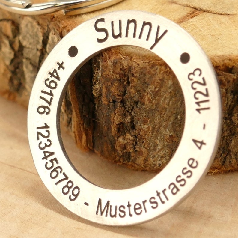 Dog tag personalized donut 30 mm stainless steel with engraving, symbols and text of your choice Name, motif, telephone number, address, dog, animal tag image 10