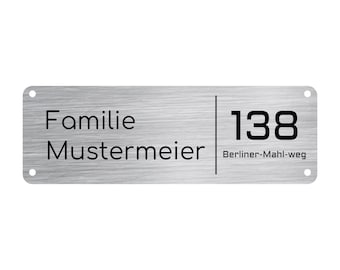 House sign with number and street made of stainless steel door sign bell sign house number street name 150x50x1.5 mm