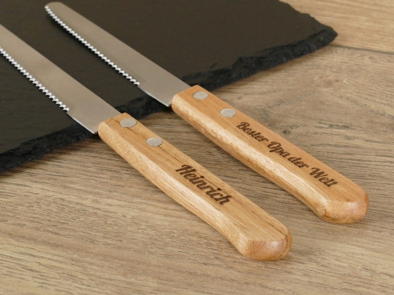 Personalisiertes Messer mit Gravur Geschenk für Opa Oma Papa Mama Vater Mutter Patenonkel Patentante Onkel Tante Weihnachtsgeschenk Brötchen afbeelding 3