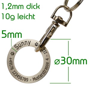 Dog tag personalized donut 30 mm stainless steel with engraving, symbols and text of your choice Name, motif, telephone number, address, dog, animal tag image 3