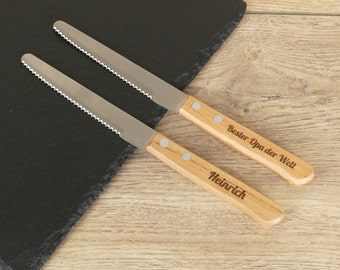 Personalisiertes Messer mit Gravur Geschenk für Opa Oma Papa Mama Vater Mutter Patenonkel Patentante Onkel Tante Weihnachtsgeschenk Brötchen