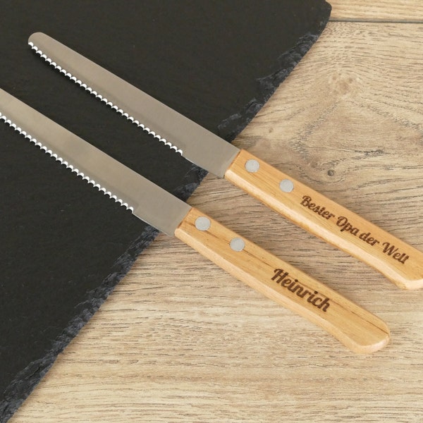 Personalisiertes Messer mit Gravur Geschenk für Opa Oma Papa Mama Vater Mutter Patenonkel Patentante Onkel Tante Weihnachtsgeschenk Brötchen