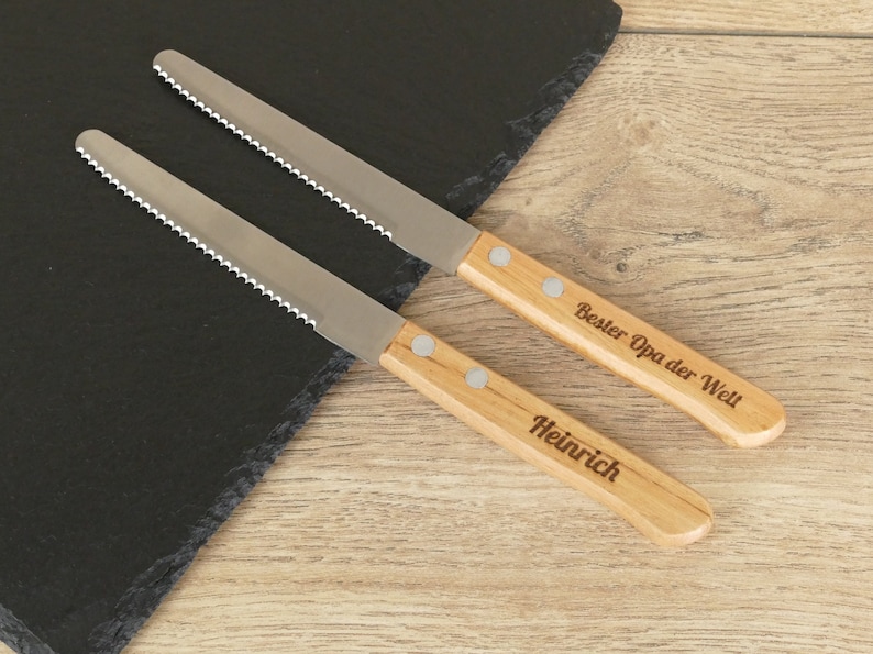 Personalisiertes Messer mit Gravur Geschenk für Opa Oma Papa Mama Vater Mutter Patenonkel Patentante Onkel Tante Weihnachtsgeschenk Brötchen afbeelding 1