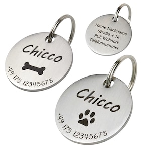 Dog tag with engraving Personalized with name, motifs, telephone number and address Made of stainless steel in 2 sizes for dogs, cats and puppies image 9