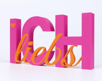 "I love it" lettering decorative stand 3D | modern home decor | various colors | gift idea | freestanding | Mother's Day
