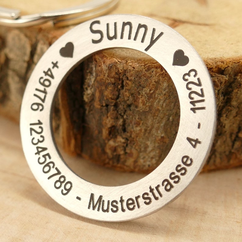 Dog tag personalized donut 30 mm stainless steel with engraving, symbols and text of your choice Name, motif, telephone number, address, dog, animal tag image 8