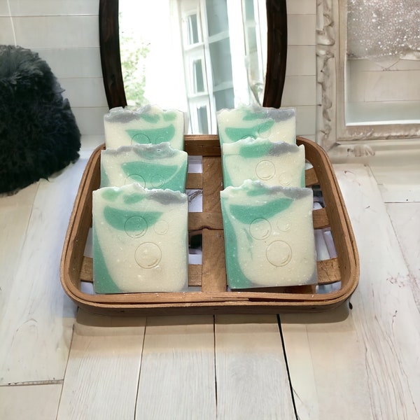 Mint Shimmer Soap-Herbal Inspired Bar Soap, Eucalyptus + Minty Fruit Scented Body Wash Soap, Fresh N' Clean Soap For All Skin Types