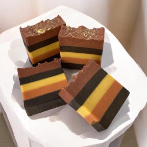 Fall Fling Soap-Fall Spice Scented Soap, Autumn Colored Bar Soaps, Fall Aesthetic, Cozy Home Bath Gift, Natural + Handmade Soap, Holidays
