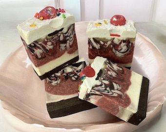 Sundae Funday Soap-Banana Split Soap, Dessert Scented, Food Soap, Quality Skincare, Shower Bar, Bath Accessory, Ice Cream Soap