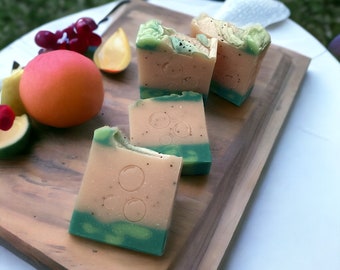 Summer Souffle Soap-Juicy watermelon + citrus scented soap, Summer inspired soap bars, Fruity body wash soap, Melon Designed Skin Care Soap