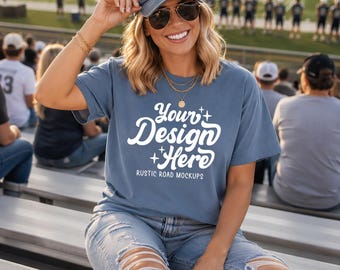 Comfort Colors Mockup, Football Shirt Mockup, 1717 Blue Jean Model