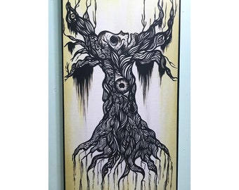 Tree of Life, Tree Painting, Skull, Skeleton, Abstract, Willow Tree