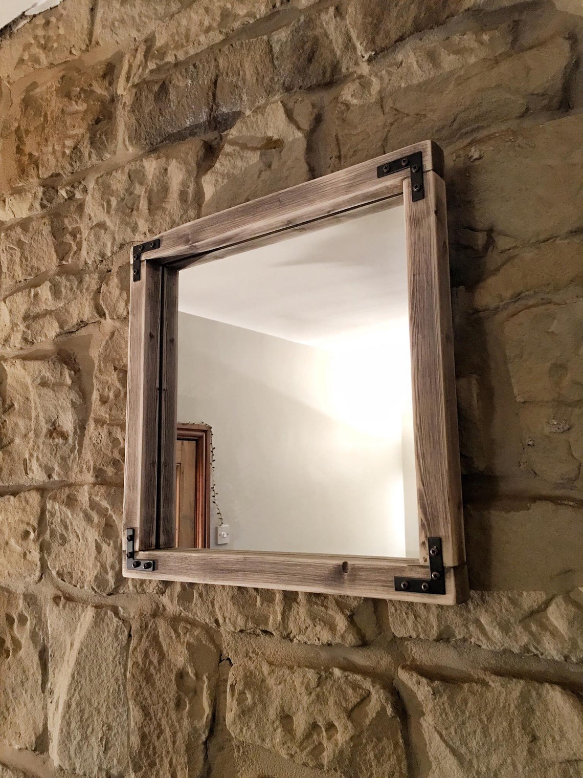 Espejo de madera maciza rústico hecho a mano espejos a medida Etsy