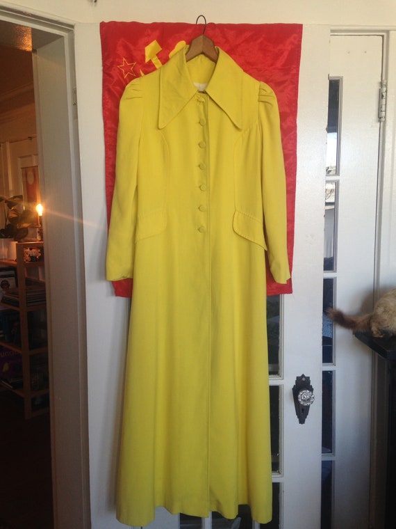 60s Bright Yellow Vintage Full Length Jacket Coat