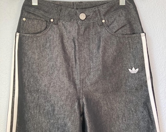 Adidas Baggy Black Jeans- Pants 3 Stripes - NEW 26x30 Size Small Y2K