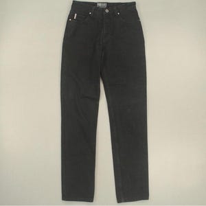 Gianfranco Ferre - Ferre Jeans Women’s Black Jeans Size 28/34 Tall 100% Cotton Straight Leg High Waist Long - Designer 90s Classic Denim
