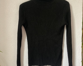 Vintage 100% Cashmere TurtleNeck Sweater - Black Pullover Top - Size XS Small Autumn Cashmere