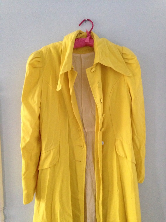 60s Bright Yellow Vintage Full Length Jacket Coat