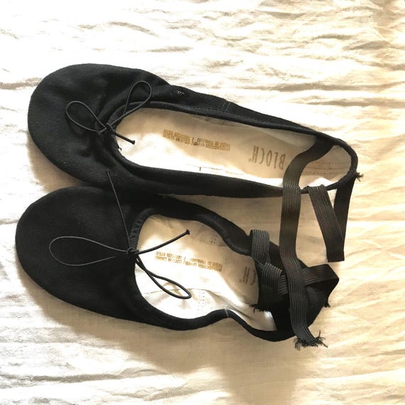 View of Vintage Bloch Ballet Flats: Black Tie Dance Shoes, Si… - Gem