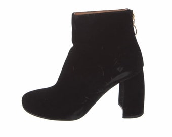 Stella McCartney Velvet Zip Booties - Size 9.5 Black Ankle Boots - Designer Shoes