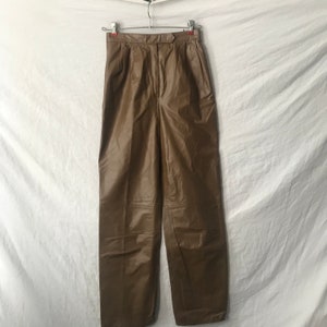 Vintage 70s High Rise Chocolate Leather Pants - Light Brown 26x30 Size S M