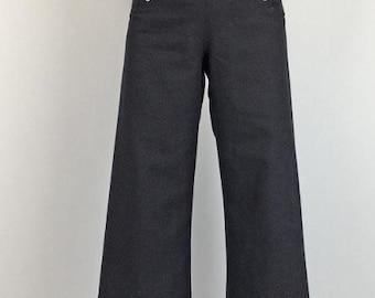 WW2 Navy Wool Sailor Pants size 27 waist Vintage Bell Bottom Flare Military Slacks- Button Bib Waist XS S WWII Antique 40s