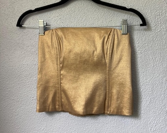 Gold Corset Top -Show me Your MumU -Bustier Size S Tatum Metallic Taffeta Strapless Sleeveless