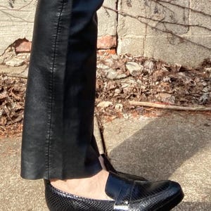 Vintage Robert Clergerie Snakeskin Loafers - Black Block Heel Shoes Size 8