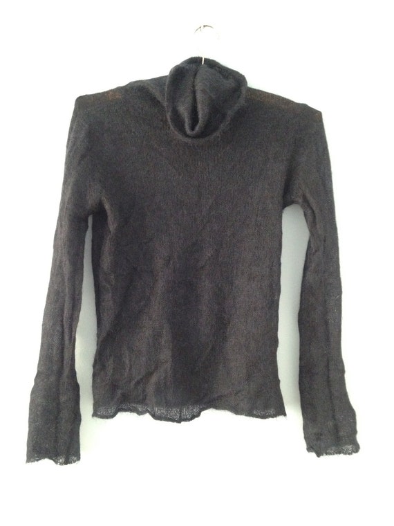 Vintage Mohair Turtleneck Sweater - Dark Navy Blue