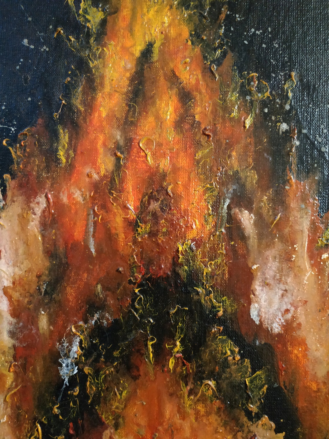 Fiery passion Fire Oil Painting on the wall on freme Etsy