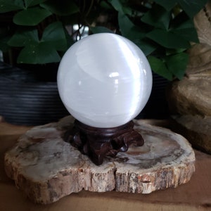 SELENITE CRYSTAL BALL - Selenite Sphere - Crystal Orb - Crystal Ball - Medium 2 7/8" - 2 15/16" - Gift For Friend - Witchy Gift