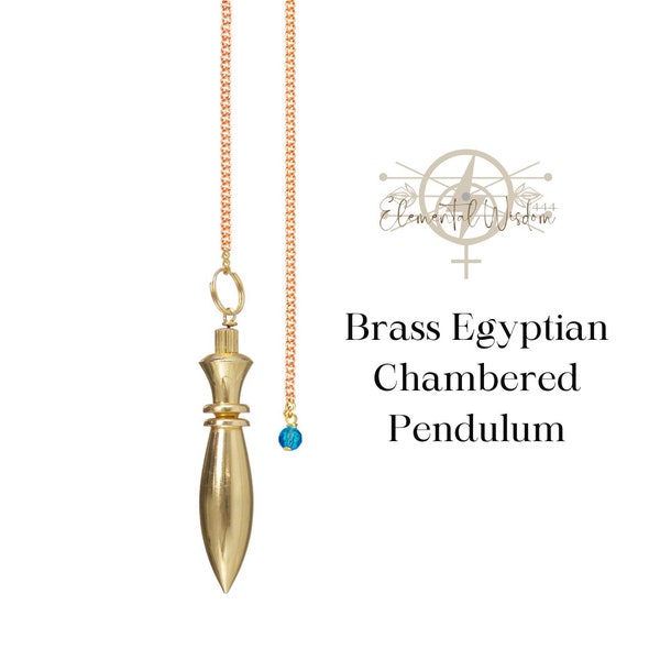 Egyptian Brass Chambered Pendulum-Divination Pendulum-Energy Healing-Chakra Balancing- Dousing Tool- Secret Storage- Gold Colored- Gift