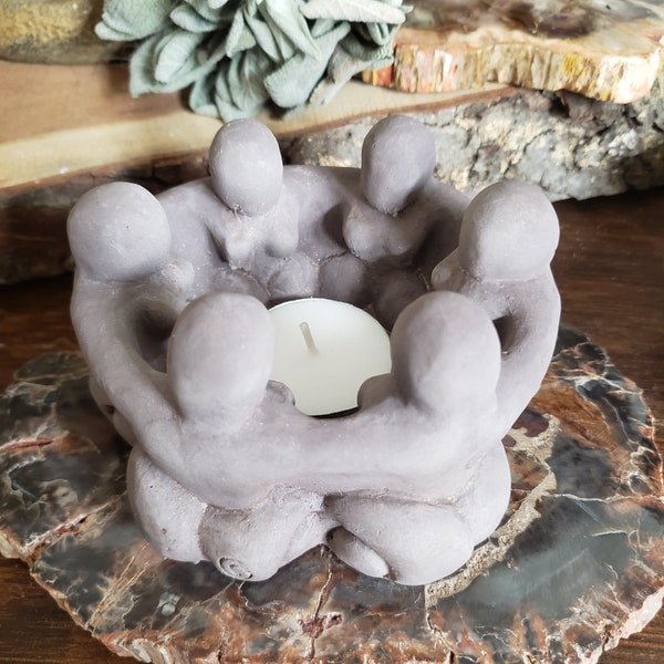 GODDESS CIRCLE Tealight CANDLE Holder - Círculo de Hermanas - Diosa Portavelas - Diosa de Arenisca - Vela Ritual - Círculo de Amor - Regalo