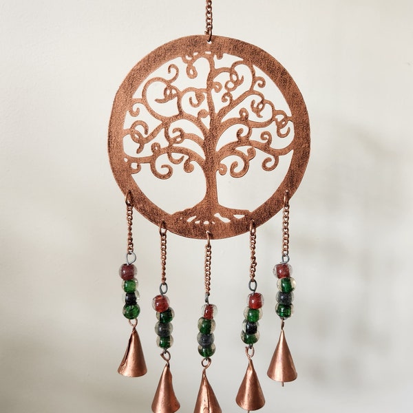 COPPER TREE of LIFE Hanging Wind Chime - Hanging Bells - Metal Garden Ornament