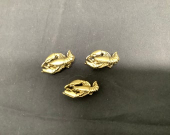 Set of 3 Pieces - 2 Gold Tone Lobster Cuff Links and Pin