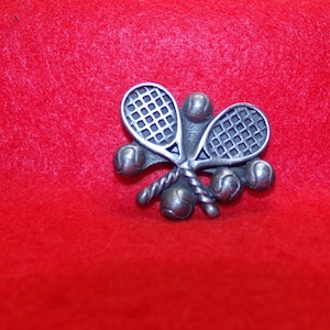 Tennis Racket and Ball Pewter Refrigerator Magnet