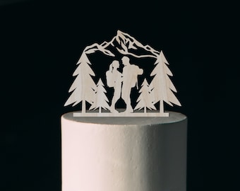 Rustikaler Cake Topper Berg, Hochzeitstorte Topper, personalisierte Cake Topper, Mr und Mrs Rustic Cake Topper