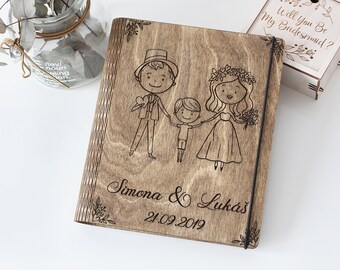 Personalized Memories Guestbook Wedding Unique Photo Album Guest Book Wooden Free Engraving Custom Rustic Elegant Photoalbum Gift For Couple