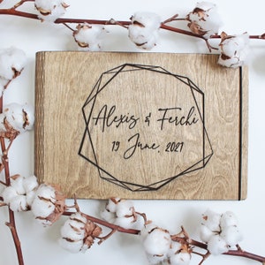Geometric Wedding Guest Book, Boho Wedding Decor, Rustic Guest Book, Personalized Wedding Decor, 5th Anniversary gift, Instax Wedding Book