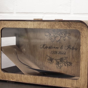 Caja de tarjetas de boda personalizada, decoración rústica de bodas, buzón de correos de boda boho, caja de dinero para bodas, caja de tarjetas de madera y acrílico, decoración de otoño e invierno