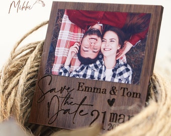 Save The Date Magnet Save The Date Wooden Rustic Save The Date With Foto Wedding Announcement Magnets Wedding Magnets Walnut Hard Wood