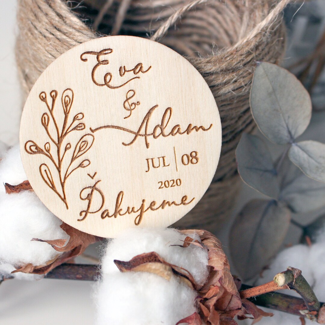 Save the Date Floral, Custom Wooden Fridge Elegant Magnets With Names ...