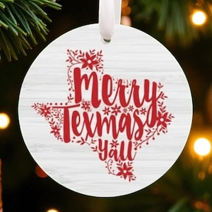 Festive Texas Christmas Ornament - Merry Texmas Y'all Holiday Decor Gift