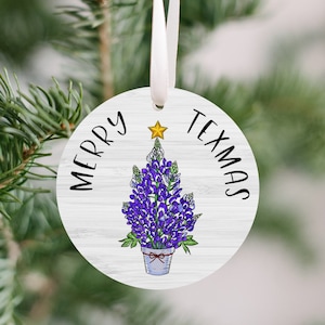 Bluebonnet Texas Christmas Ornament - Celebrate Texan Charm on Your Tree - Great Holiday Gift - Made in USA