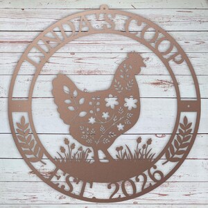 custom chicken coop sign with name and date
