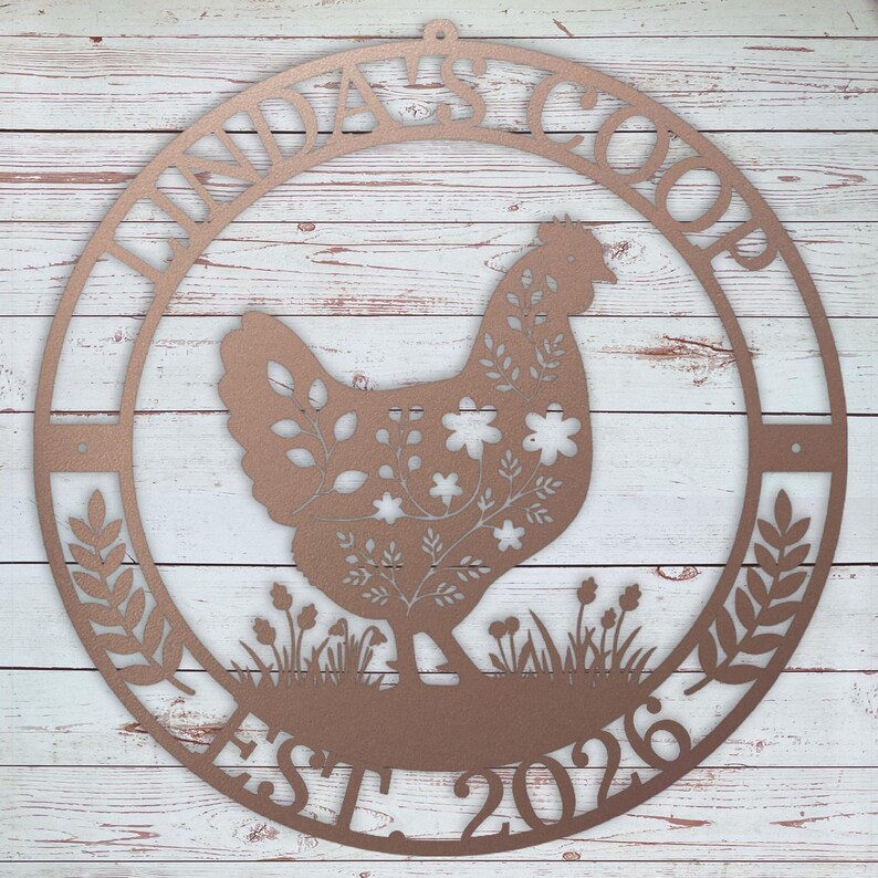 custom chicken coop sign with name and date