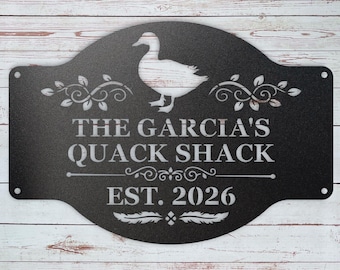 Personalized Duck Coop Sign, Custom 16 Gauge Steel Quack Shack Sign, Outdoor Duck House Decor, Homestead Gift Made in USA