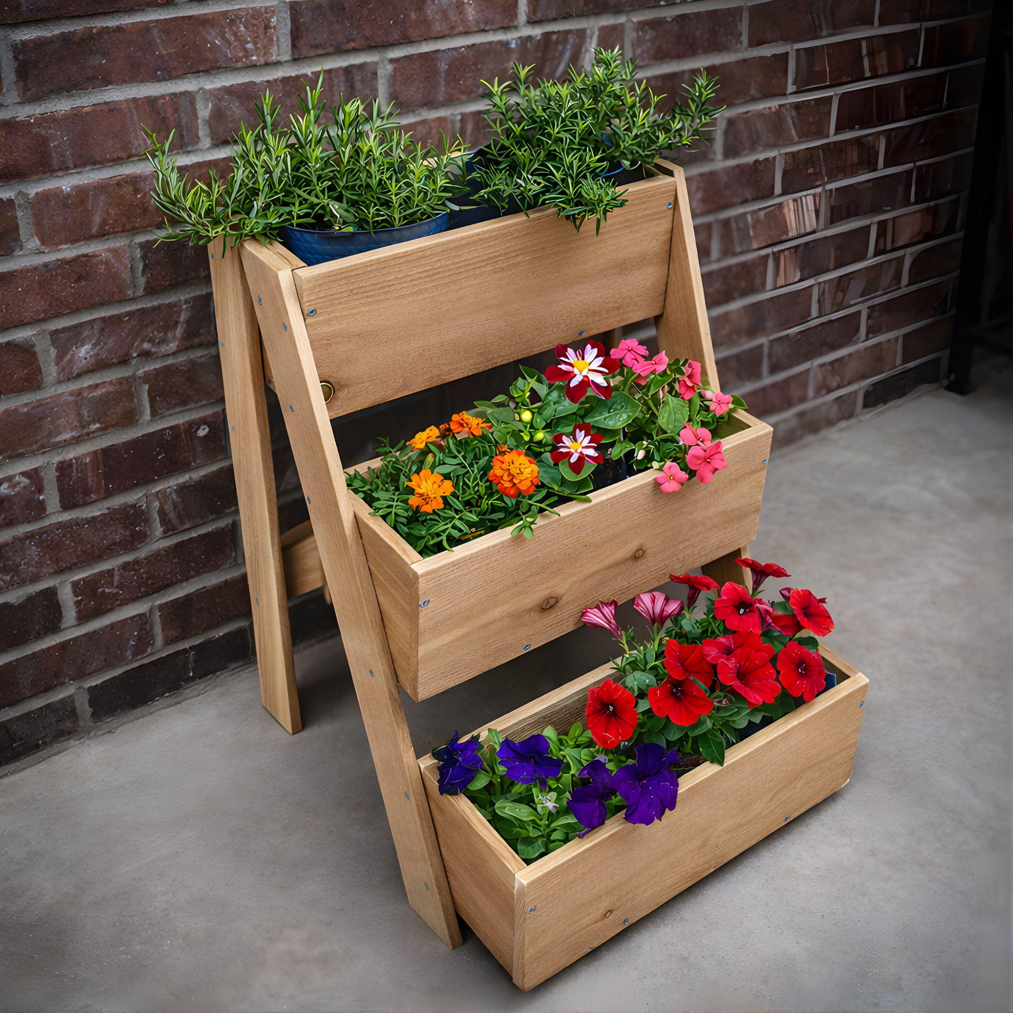 Vertical Raised Garden Bed - 3 Tier Cedar Outdoor Planter Stand